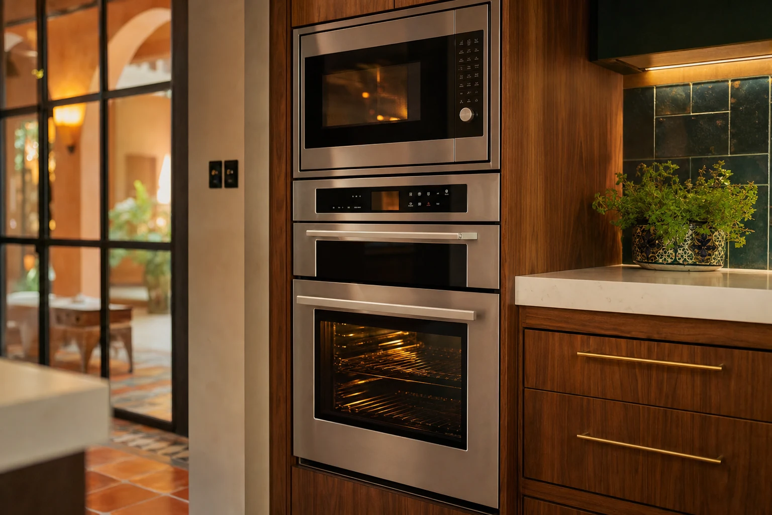 Torre de hornos en cocina premium